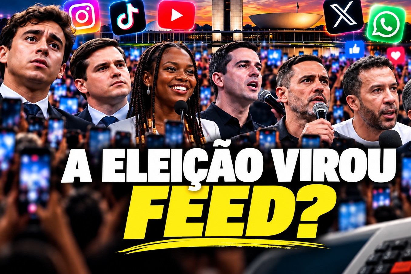 A eleição virou feed? 📱🗳️ A força das redes sociais atravessa diferentes campos políticos e transforma a comunicação direta com o eleitor. Mais do que acumular seguidores, políticos e criadores disputam atenção, narrativas e a própria percepção dos fatos — uma dinâmica que ganhou ainda mais peso nas urnas de 2026.