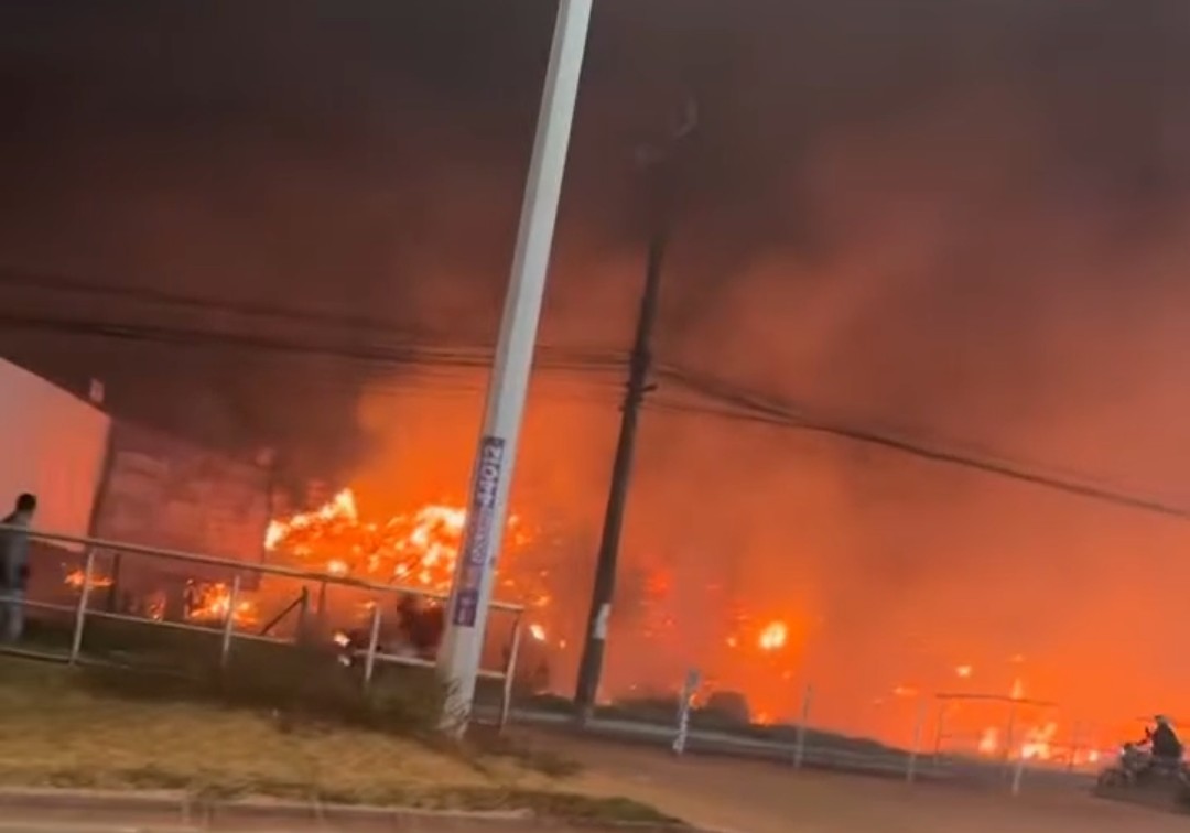 VÍDEO: Incêndio de grandes proporções atinge área de vegetação em Itapuã